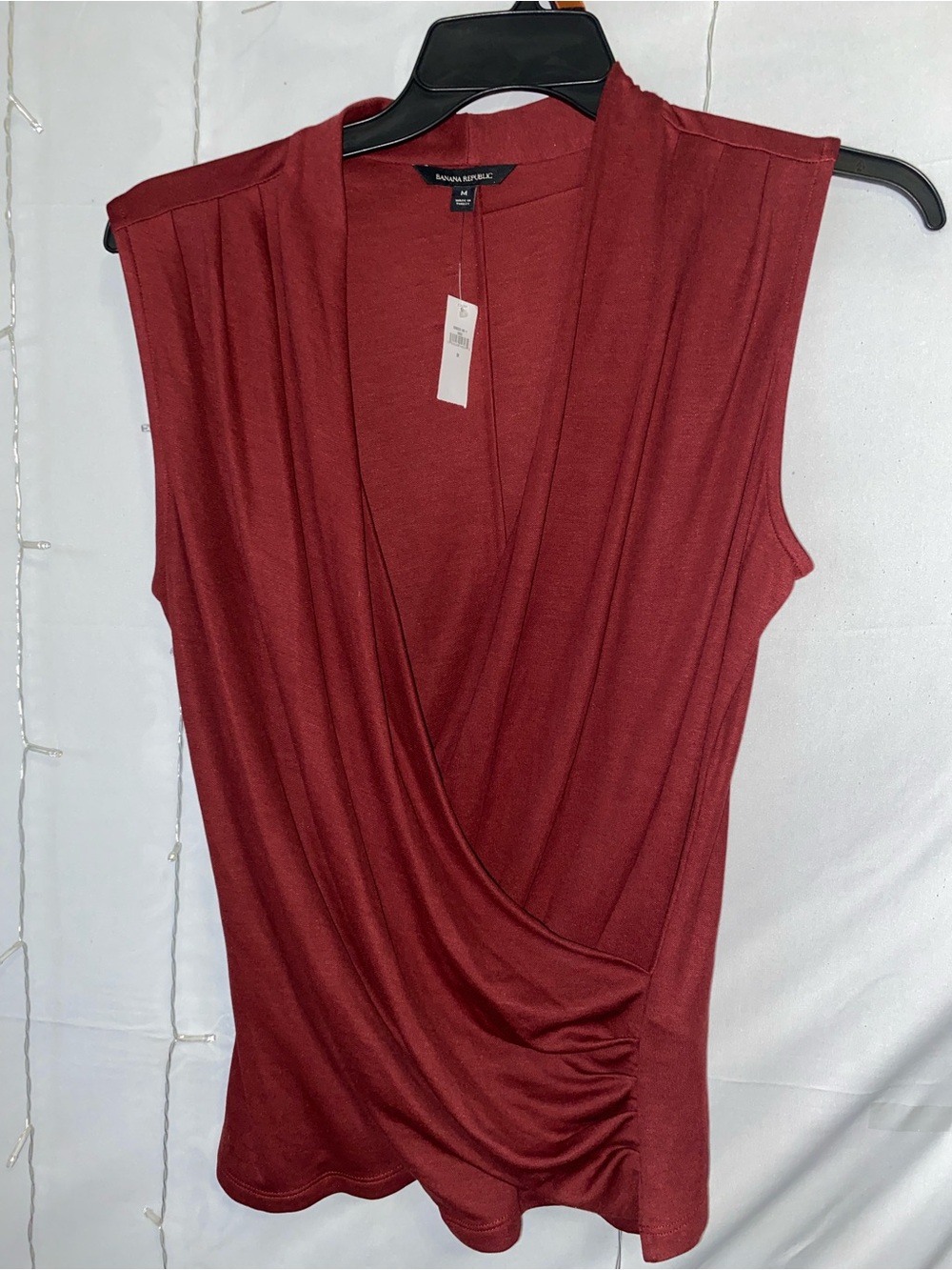 Banana Republic Burgundy Sleeveless Surplice Drape blouse